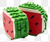 PNG Watermelon bricks toy green white background block.