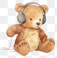 PNG  Teddy bear headphones headset cute.