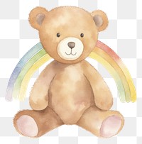 PNG  Teddy bear rainbow plush toy.