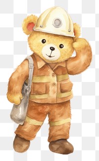 PNG  Teddy bear firefighter plush cute.