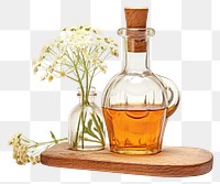 PNG Yarrow flower with yarrow tincture in a glass bottle drink white background refreshment.
