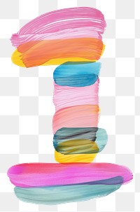 PNG Cute number letter 1 brush art 