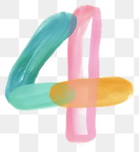 PNG Cute number letter 4 white background yellow pink.