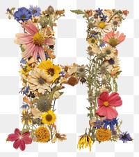 PNG Alphabet H font flower art letter.