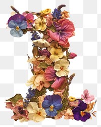 PNG Alphabet Number 1 font flower art pattern.
