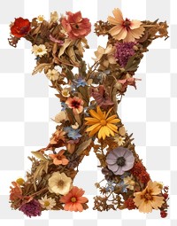 PNG Alphabet X font flower art pattern.