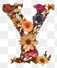 PNG Alphabet Y font flower art pattern.