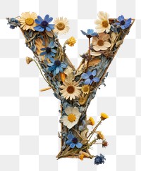 PNG Alphabet Y font flower art brooch.