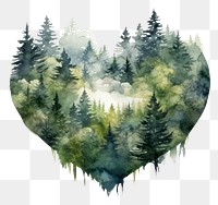 PNG Heart watercolor forest land landscape outdoors.