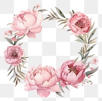 PNG Peony frame watercolor pattern flower wreath.