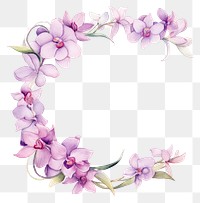 PNG Orchid frame watercolor flower wreath plant.