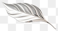 PNG 3d render of a leaf in surreal abstract style silver plant metal.