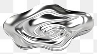 PNG 3d render of a plate in surreal abstract style silver metal simplicity.