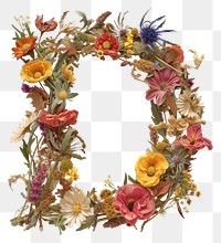 PNG Alphabet D font wreath flower art.