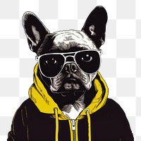 PNG CMYK Screen printing dog sunglasses bulldog mammal.