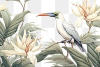 PNG Pastel monotone seamless bird of paradise drawing animal flower.