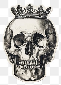 PNG Skull wearing the crown drawing sketch art.