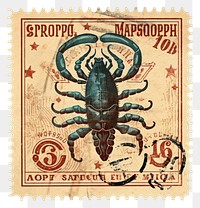 PNG Vintage postage stamp with scorpio animal insect invertebrate.