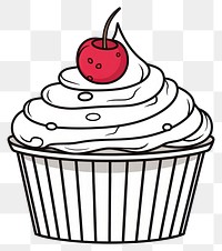 PNG Cupcake outline sketch dessert cream food.