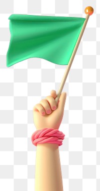 PNG Girl hand holding a green flag celebration patriotism success.