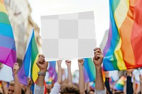 LGBTQ+ parade sign png  mockup, transparent design