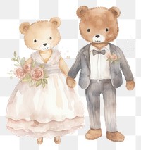 PNG  Teddy bear wedding cute toy.