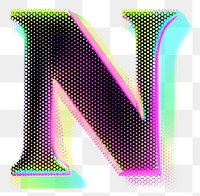 PNG Gradient blurry letter N shape font text.