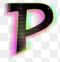 PNG Gradient blurry letter P number shape font.