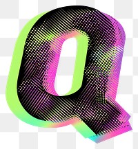 PNG Gradient blurry letter Q green font text.