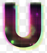 PNG Gradient blurry letter U purple shape font.