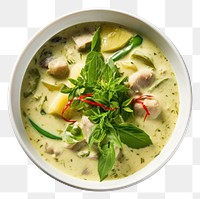 PNG Thai green curry plate food soup.