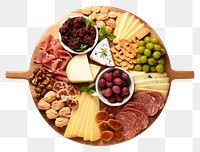 PNG Charcuterie cheese board plate food meal.
