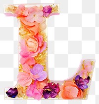 PNG Glitter letter L alphabet flower number.