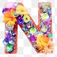 PNG Glitter letter N alphabet flower number.