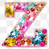 PNG Glitter letter Z alphabet gemstone jewelry.