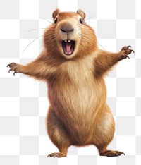 PNG Happy smiling Capybara dance squirrel mammal animal.