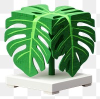 PNG 3D pixel art monstera leaf plant tree white background.