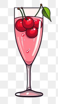 PNG Cherry champagne cocktail cartoon drink.