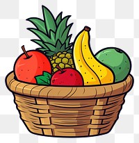 PNG Fruit in basket pineapple cartoon banana.