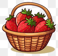 PNG Strawberry in basket cartoon fruit plant.