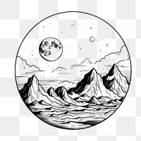 PNG Descent moon sketch drawing nature.