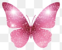 PNG Pink butterfly icon glitter petal white background.