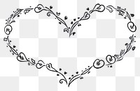 PNG Heart border pattern sketch white.