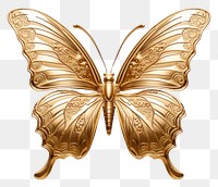 PNG Shiny golden butterfly bronze white background accessories.