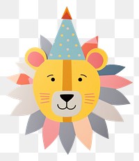 PNG Lion wearing party hat craft anthropomorphic representation.