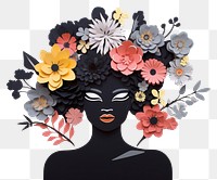 PNG Black woman with flowers art portrait painting.