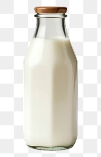 PNG Photo of milk bottle dairy drink white background.
