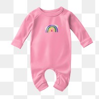 Pink rainbow png baby romper, kids clothing, transparent background