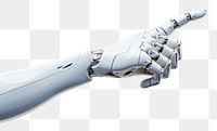 PNG White cyborg robotic hand finger white background transportation.