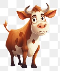 PNG Cow character thinking concept animal livestock cartoon.